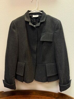 Akris punto 100% Wool Womens Blazer Jacket in Charcoal Gray